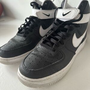 Men size 9.5 black with white swoosh and Velcro strap Nike Air Force 1